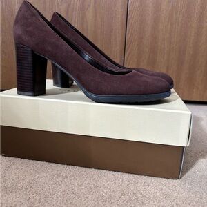Franco Sarto Dark Brown Suede Heels